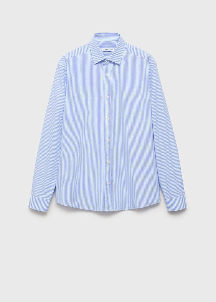 Regular fit striped cotton shirt — Sky Blue