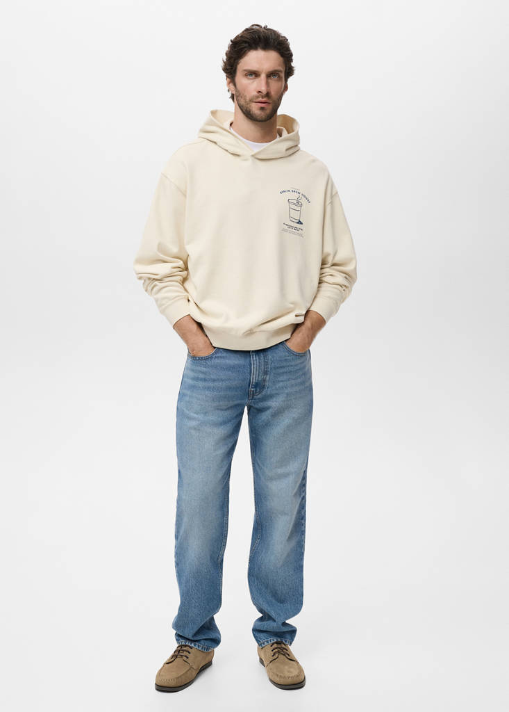 Graphic hooded sweatshirt — Ecru