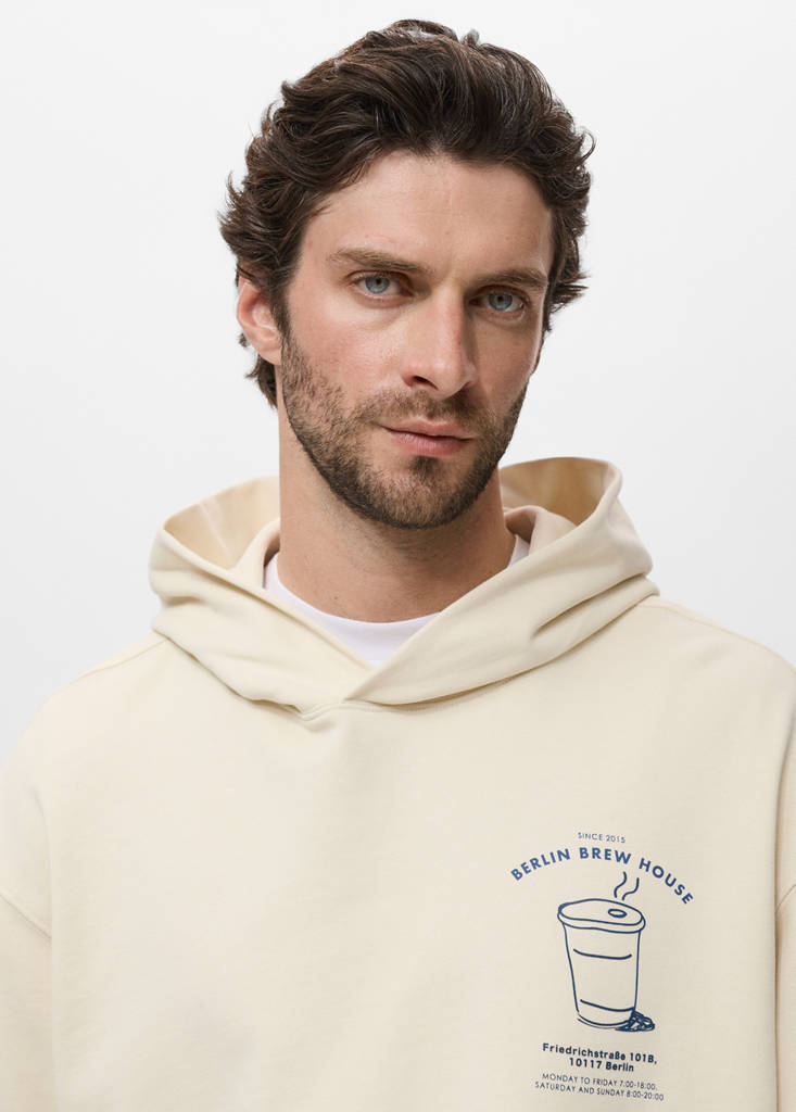 Graphic hooded sweatshirt — Ecru