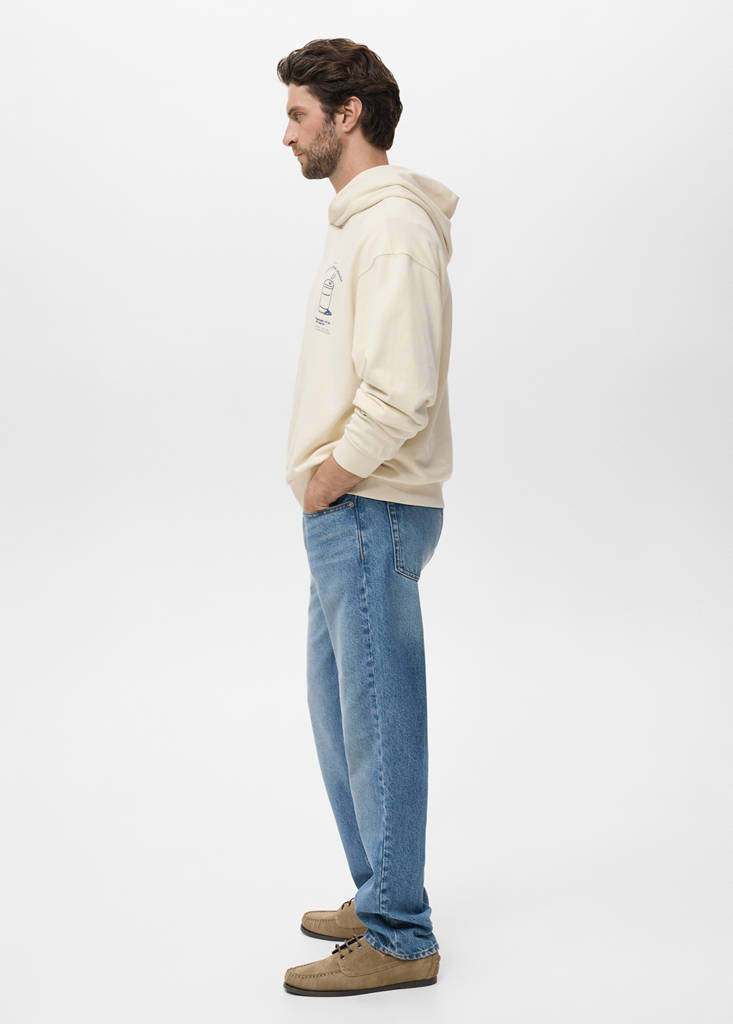 Graphic hooded sweatshirt — Ecru