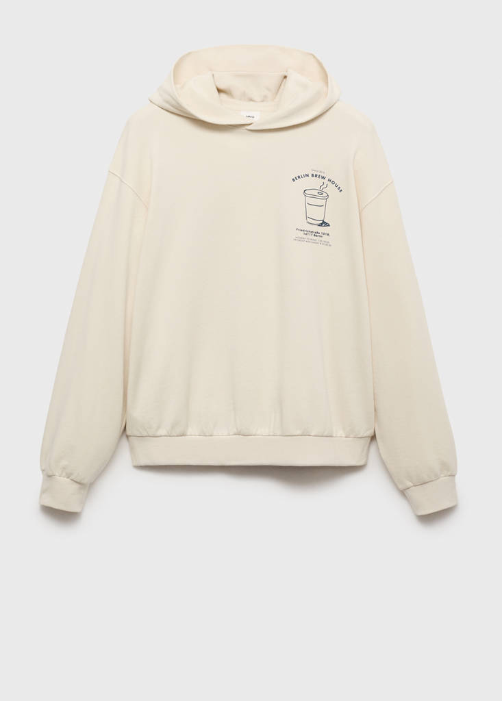 Graphic hooded sweatshirt — Ecru