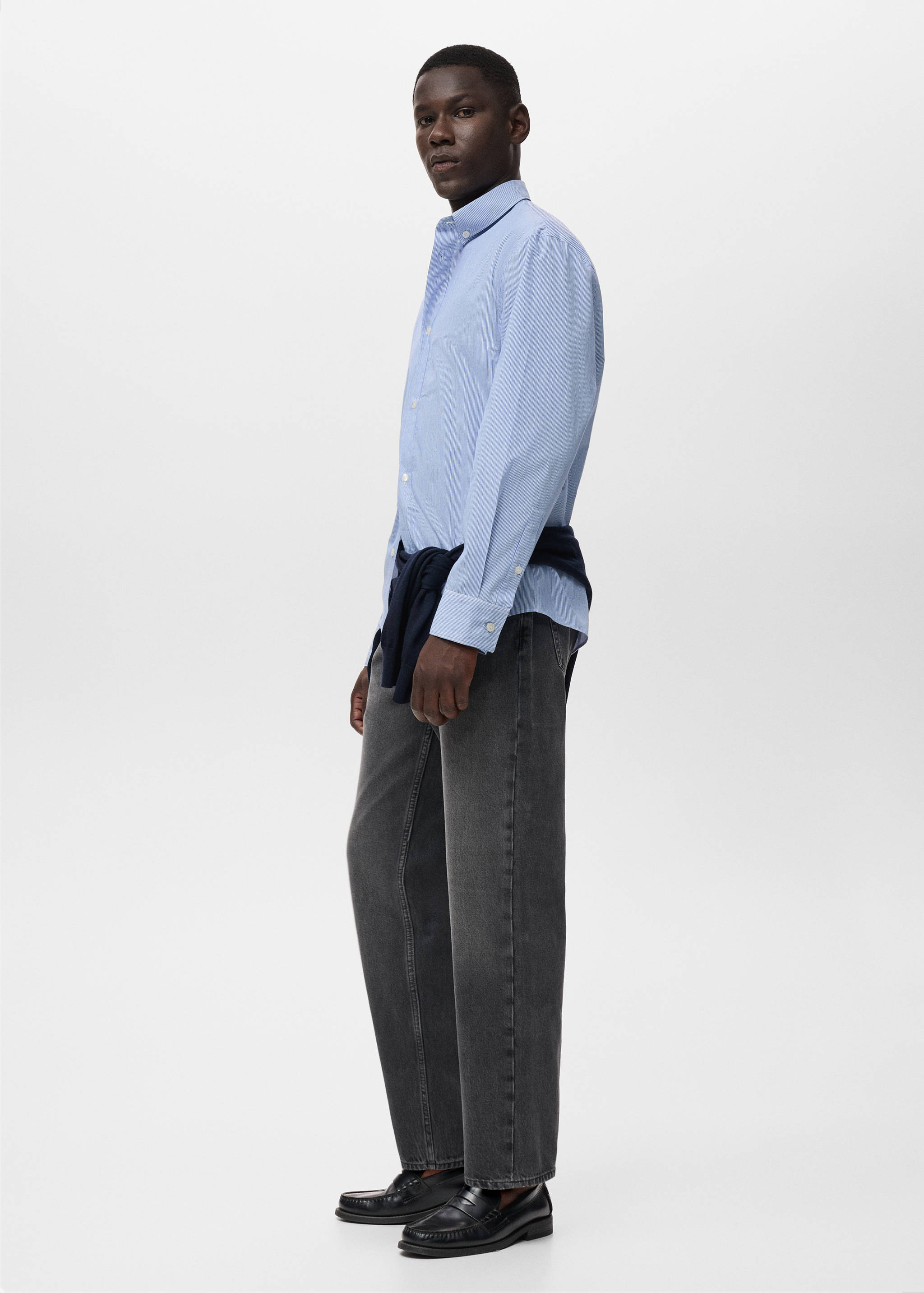 Camisa de algodão às riscas regular fit - Pormenor do artigo 2