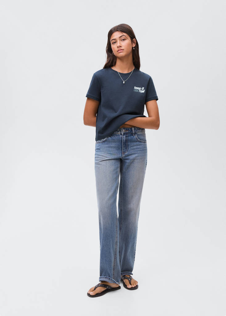 Printed cotton-blend t-shirt — Navy