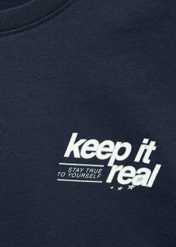 Printed cotton-blend t-shirt — Navy