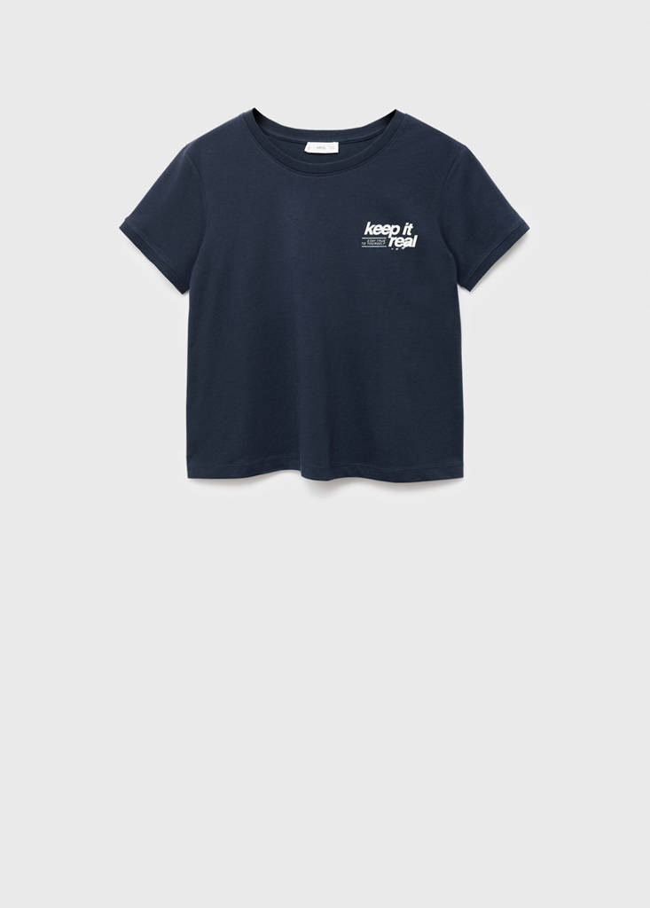 Printed cotton-blend t-shirt — Navy