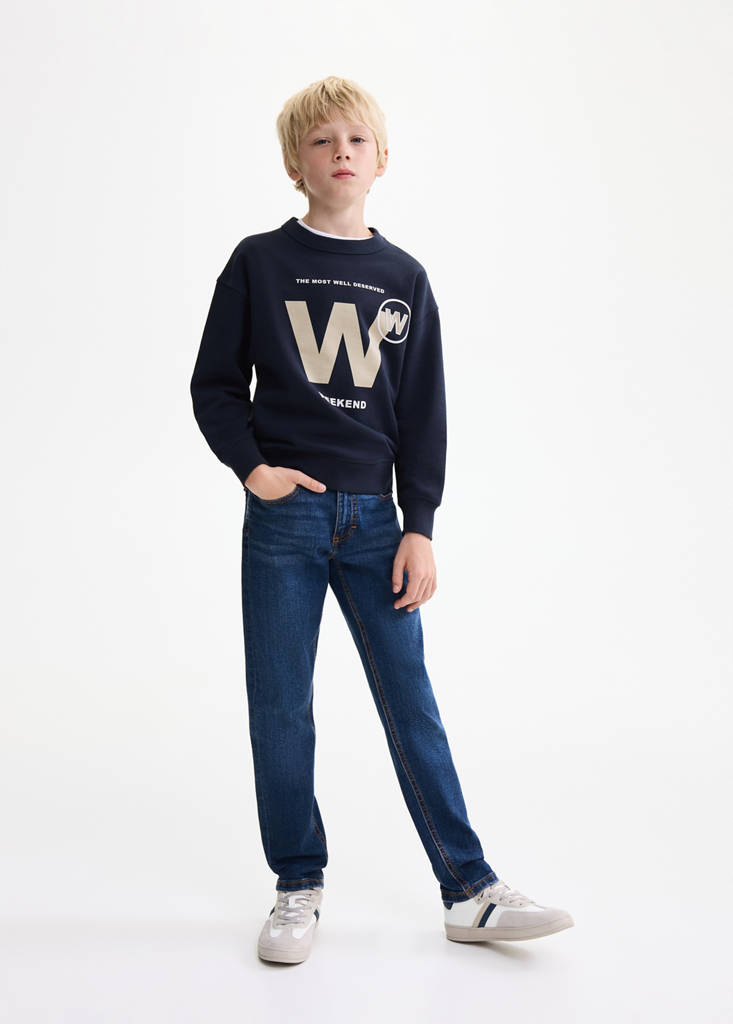 Printed cotton sweatshirt — Navy