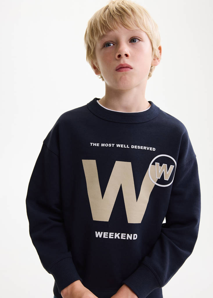 Printed cotton sweatshirt — Navy