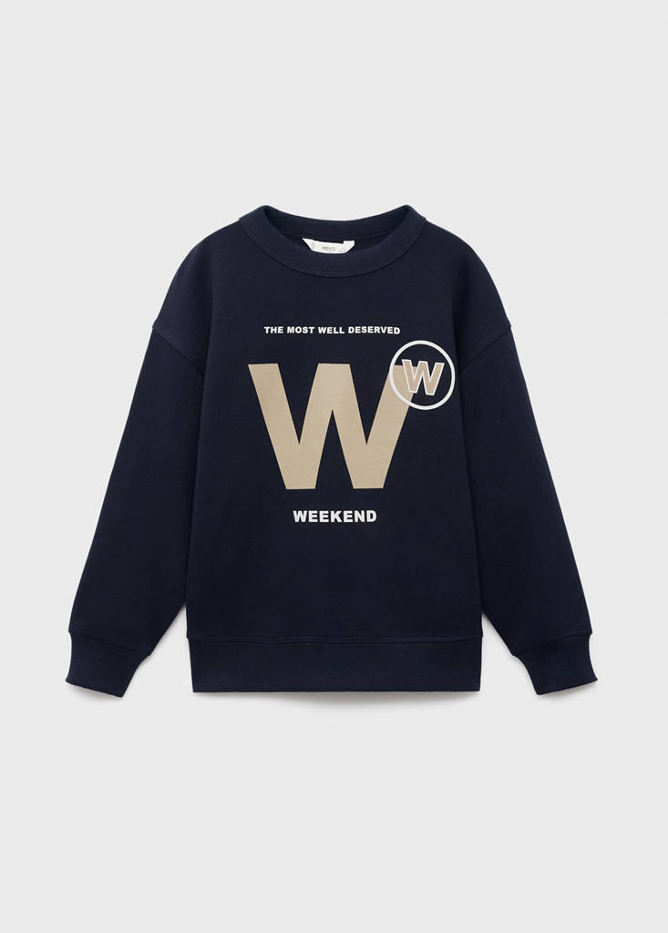 Printed cotton sweatshirt — Navy