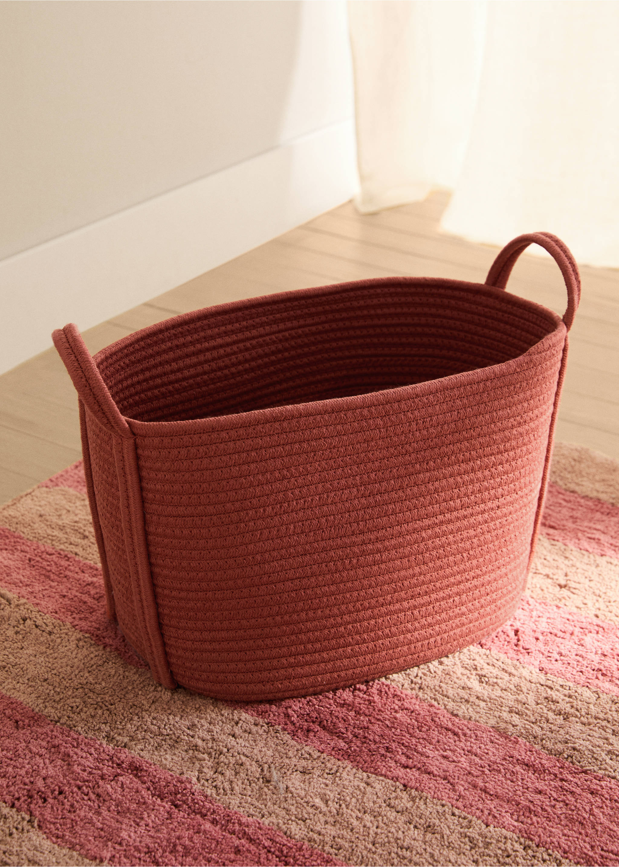 Large children's cotton basket with handles - General plane, Coral Red. Ref: 17014785-00.