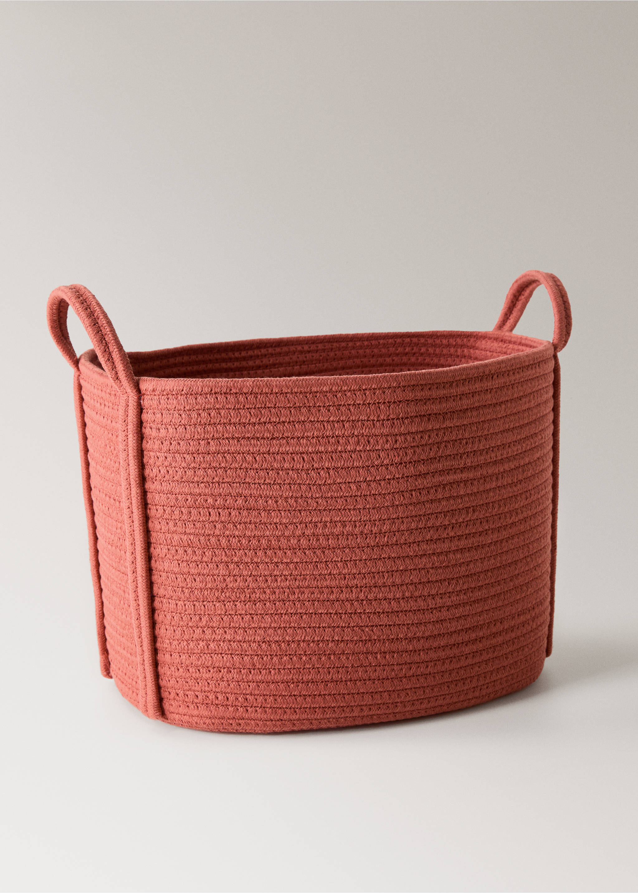Large children's cotton basket with handles - Details of the article 1, Coral Red. Ref: 17014785-00.