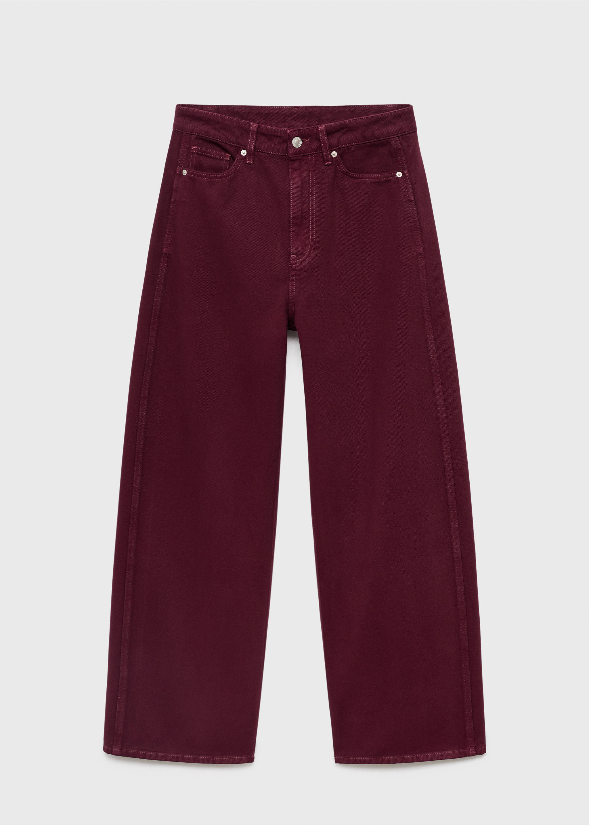 High-waist barrel jeans - Artikel zonder model, Wijnrood. Ref: 17014792-00.