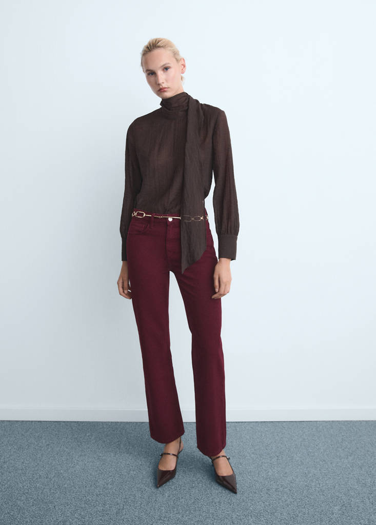Matilda medium-rise straight-fit jeans — Wine