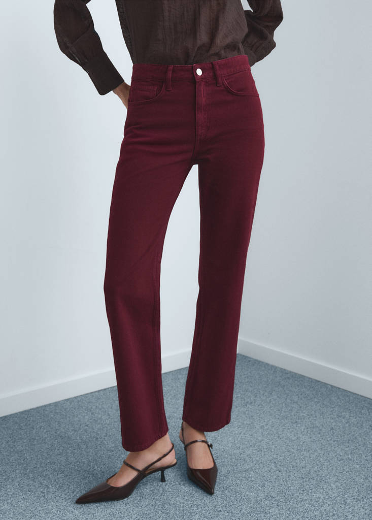 Matilda medium-rise straight-fit jeans — Wine
