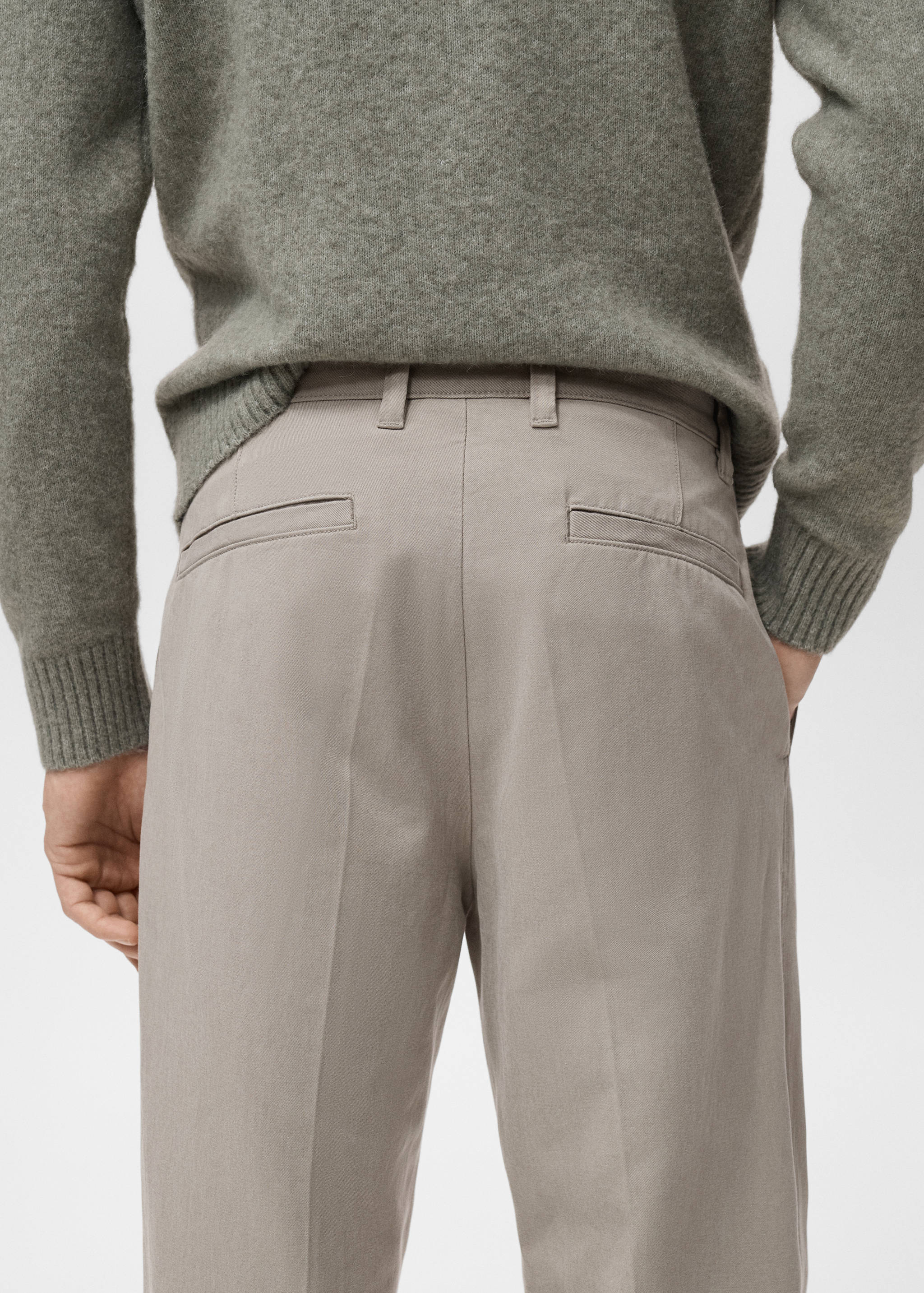 Cotton and lyocell straight-leg pleated pants - Details of the article 6