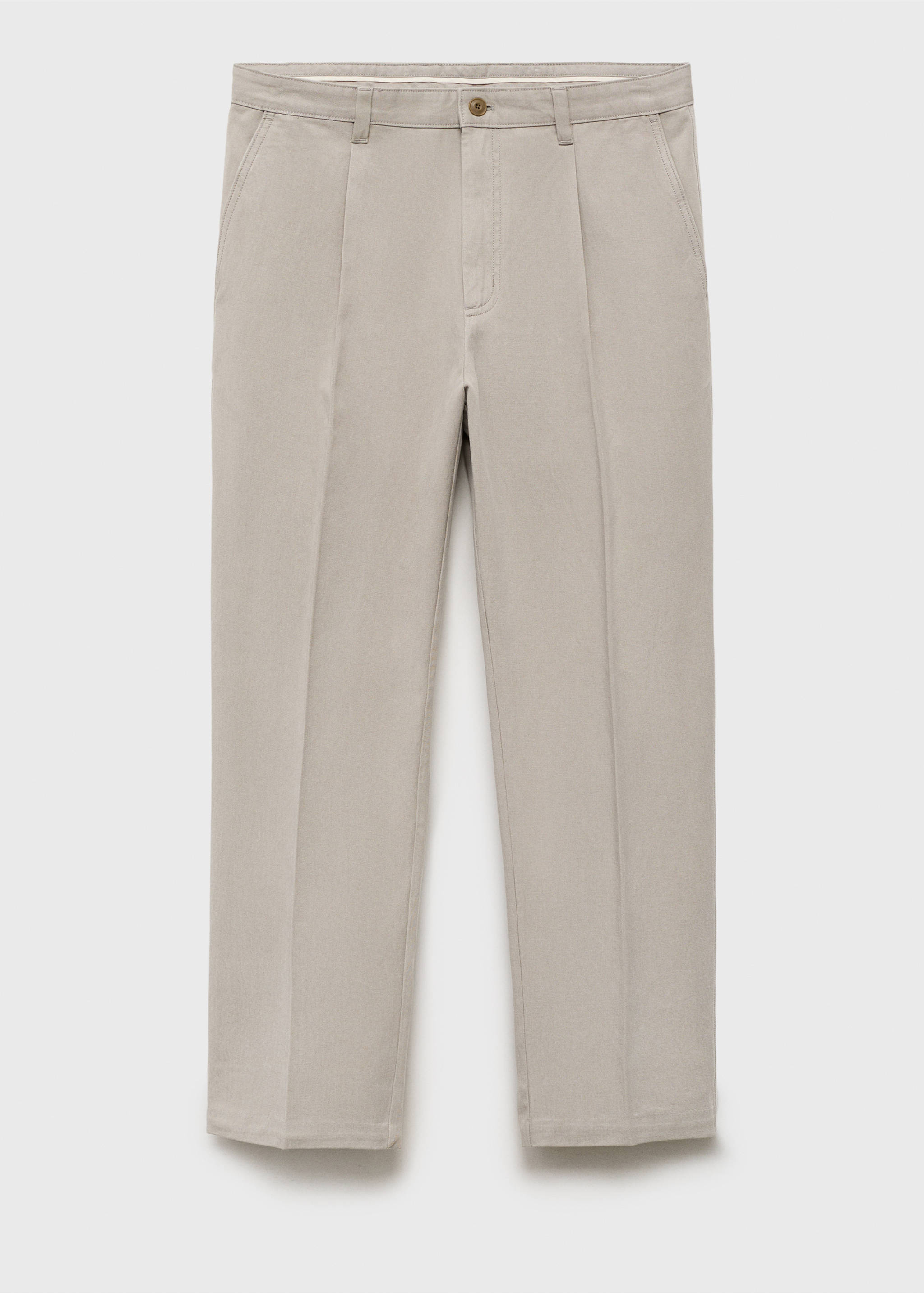 Pantalon droit à plis en coton lyocell - Article sans modèle, Gris clair/pastel. Ref: 17015142-00.