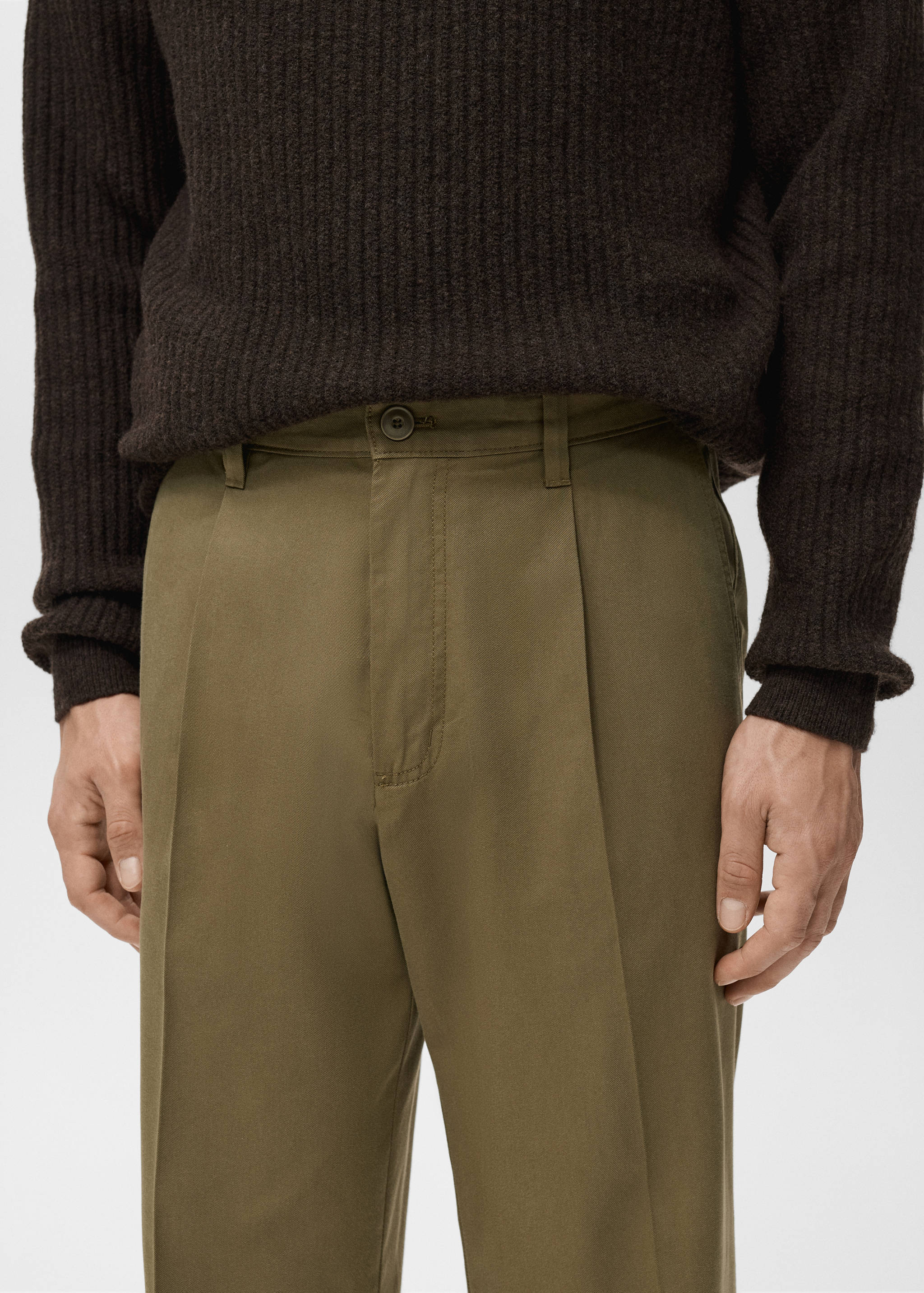 กางเกงขายาวทรงตรงจีบหน้า ผ้าคอตตอนผสมไลโอเซลล์ - รายละเอียดของสินค้า 1