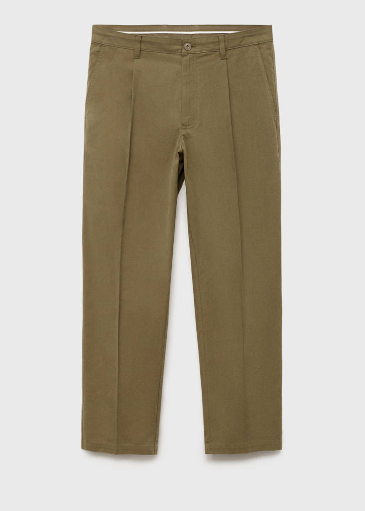 Cotton and lyocell straight-leg pleated trousers - thumbnail 4