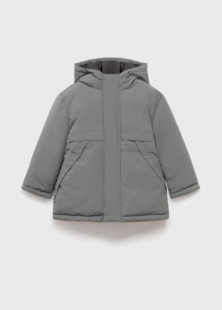 Hood puffer coat — Dark Grey