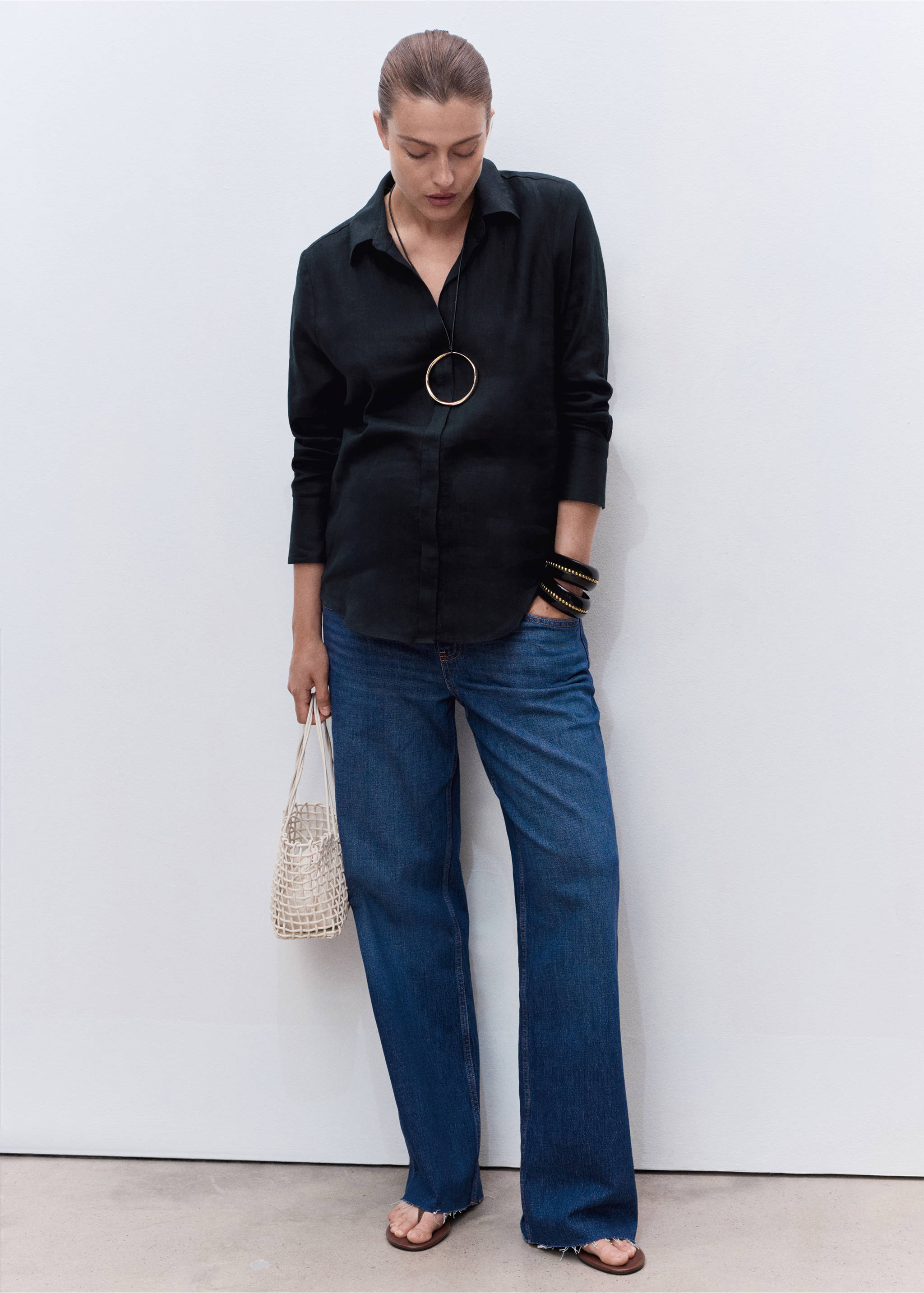 Jean large de grossesse - Plan général, Bleu foncé. Ref: 17015148-00.