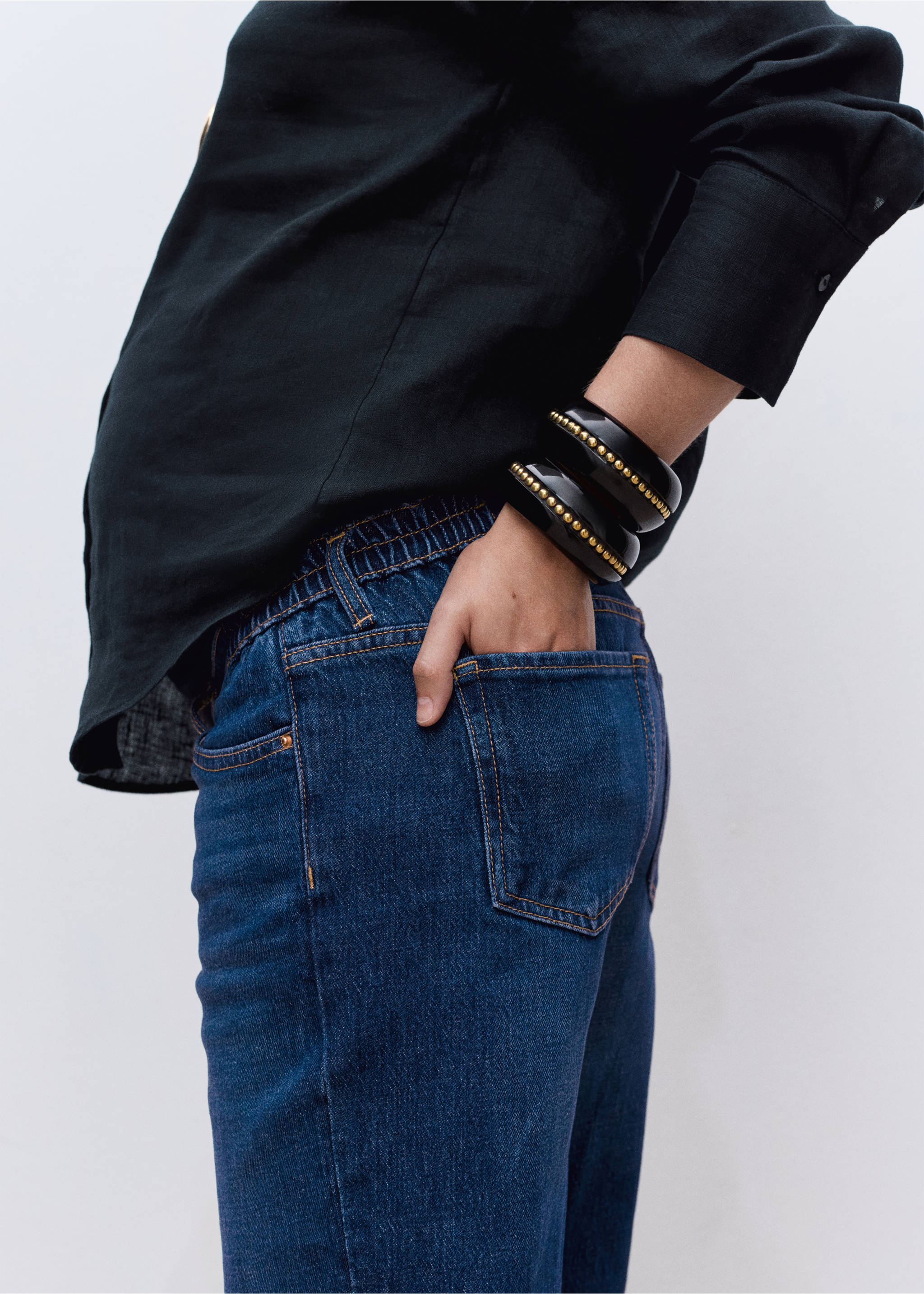 Jean large de grossesse - Détail de l'article 6, Bleu foncé. Ref: 17015148-00.