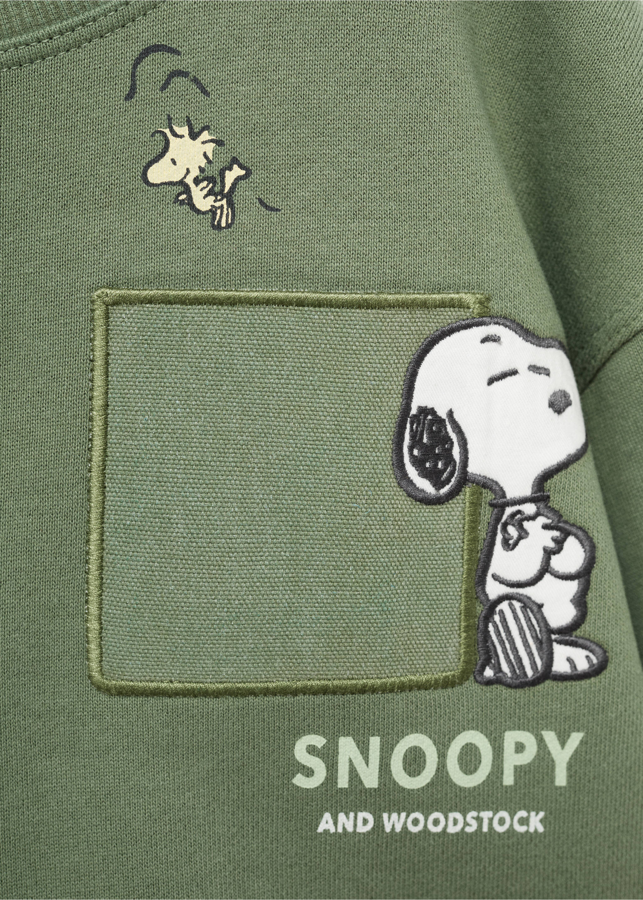 Толстовка с вышивкой Snoopy - Деталь изделия 8, Зеленый. Ref: 17015158-00.