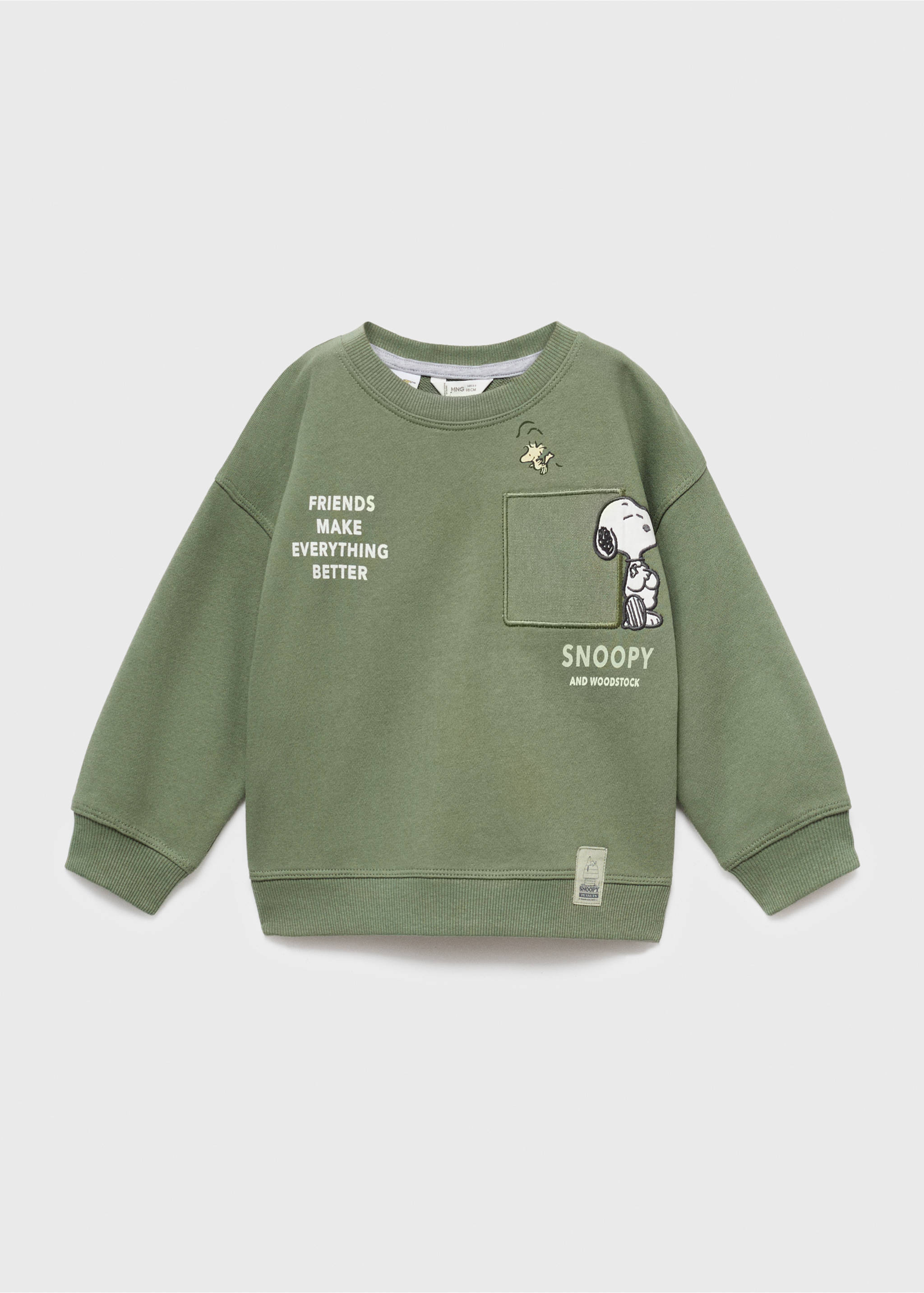 Толстовка с вышивкой Snoopy - Изделие без модели, Зеленый. Ref: 17015158-00.