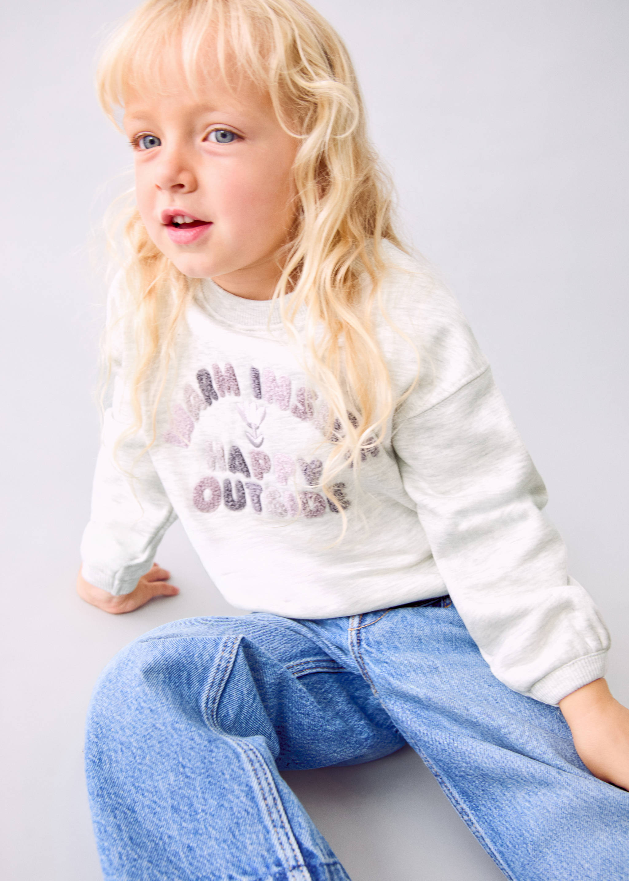 Sweat-shirt broderie florale - Plan moyen