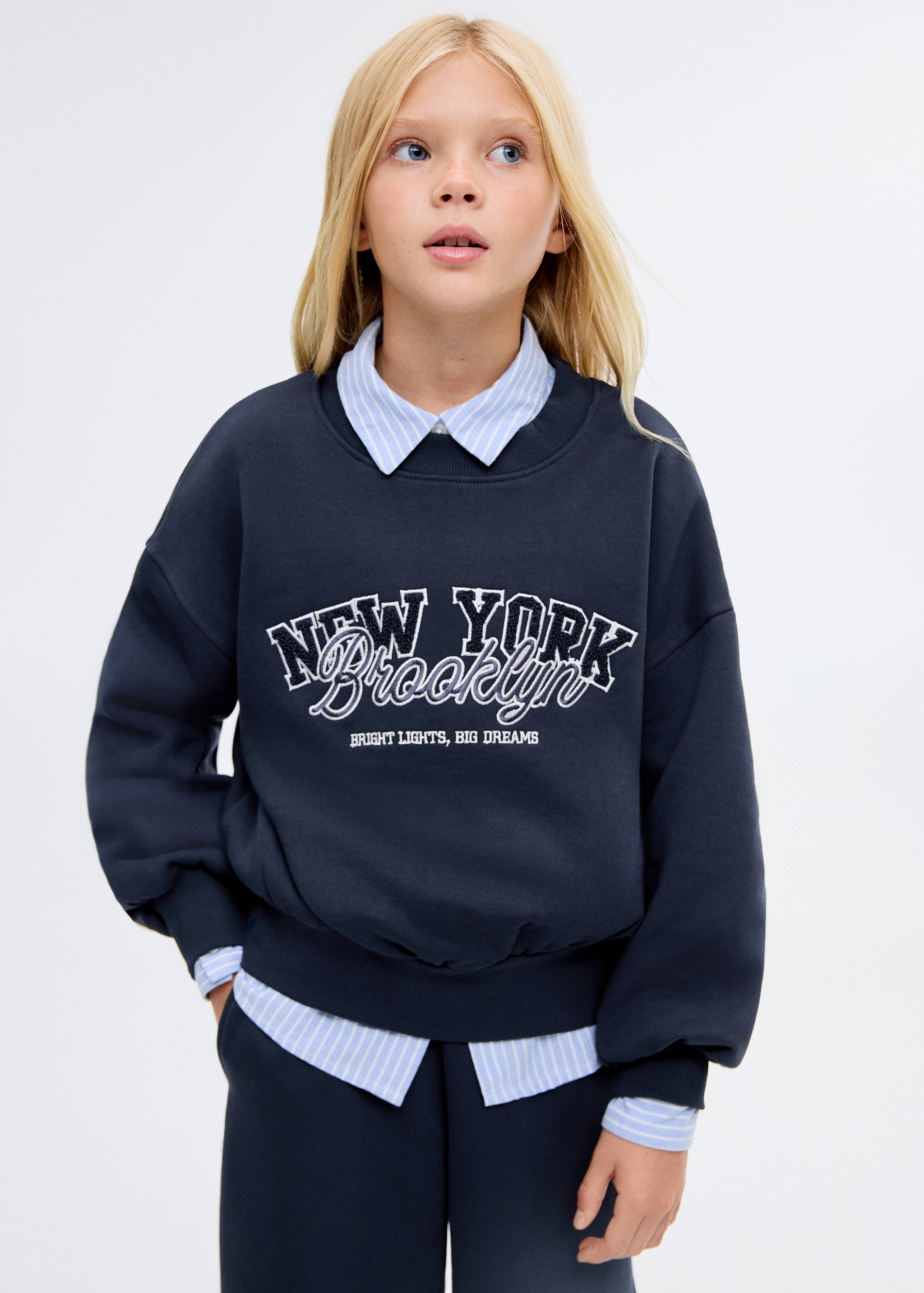 Besticktes Baumwoll-Sweatshirt - Mittlere Ansicht