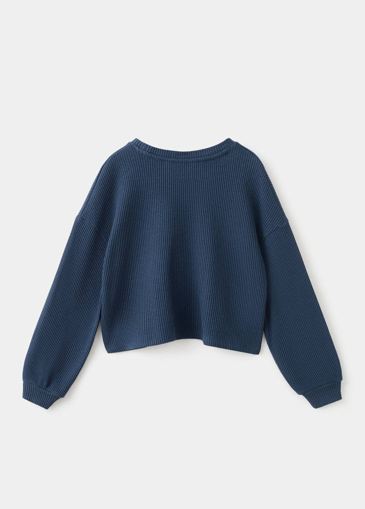 Printed cotton sweatshirt — Navy