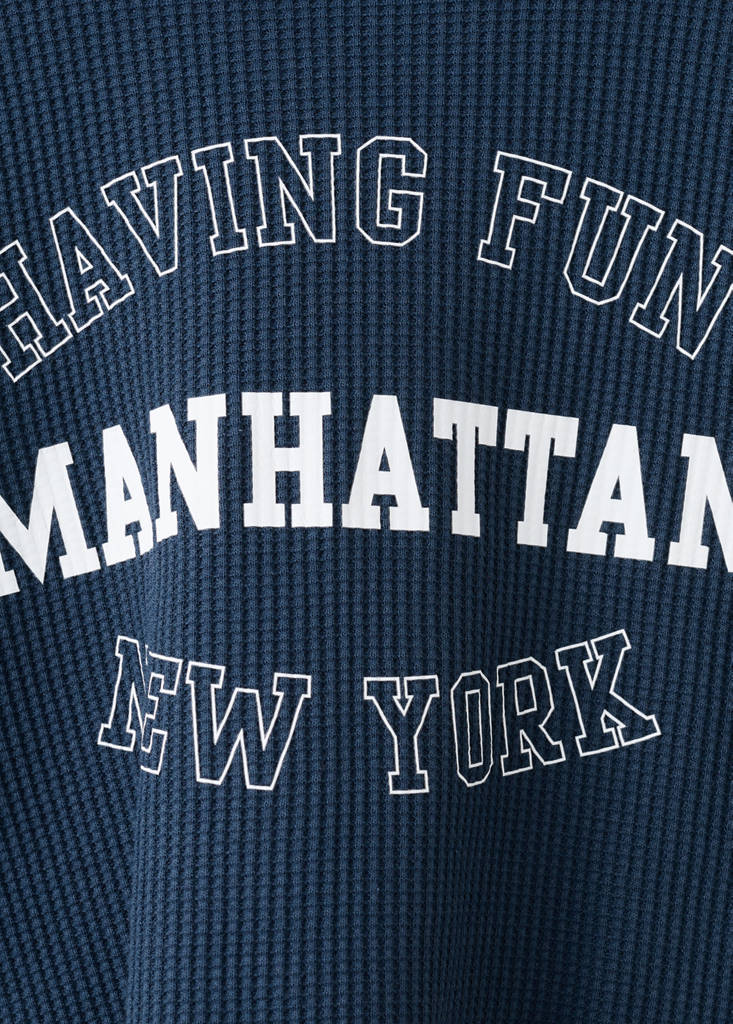 Printed cotton sweatshirt — Navy