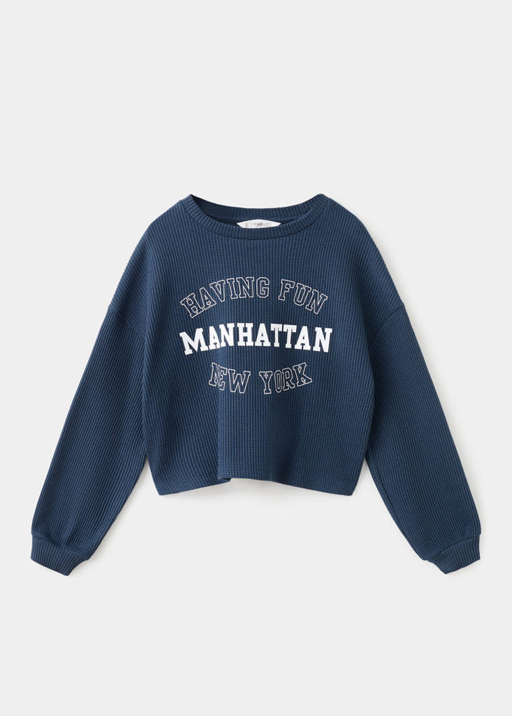 Printed cotton sweatshirt — Navy