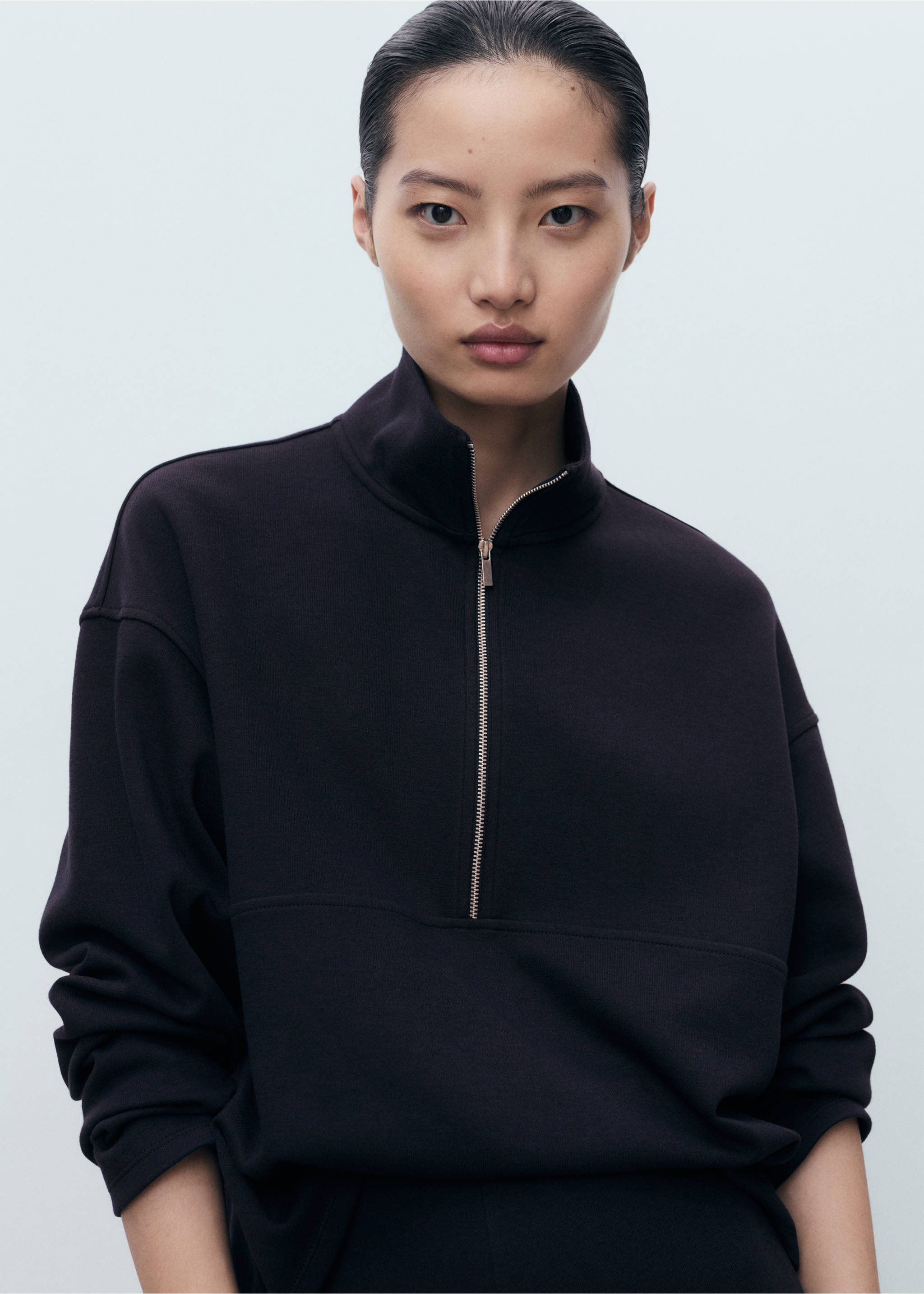Turtleneck sweatshirt with zip - Medium plane, Navy. Ref: 17015171-00.