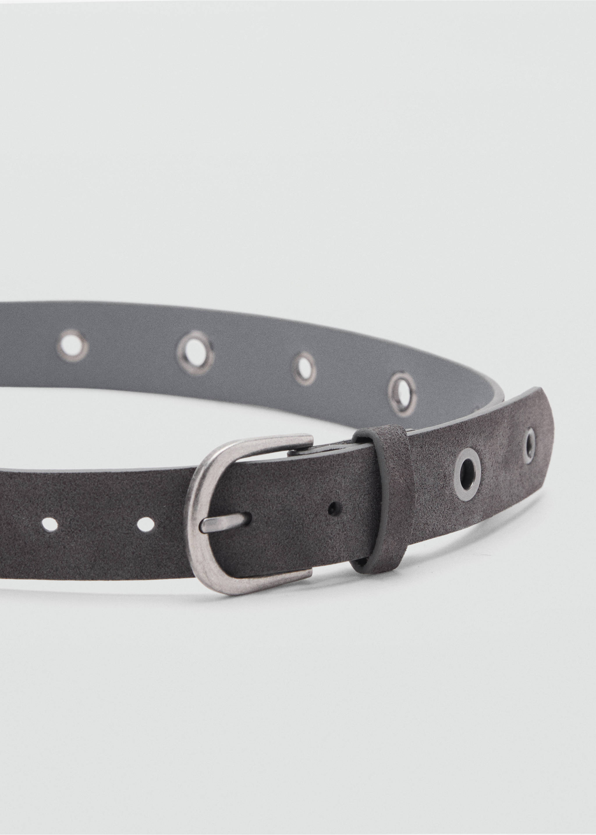 Ремень с металлическими люверсами - Средний план, Серый. Ref: 17015174-00.