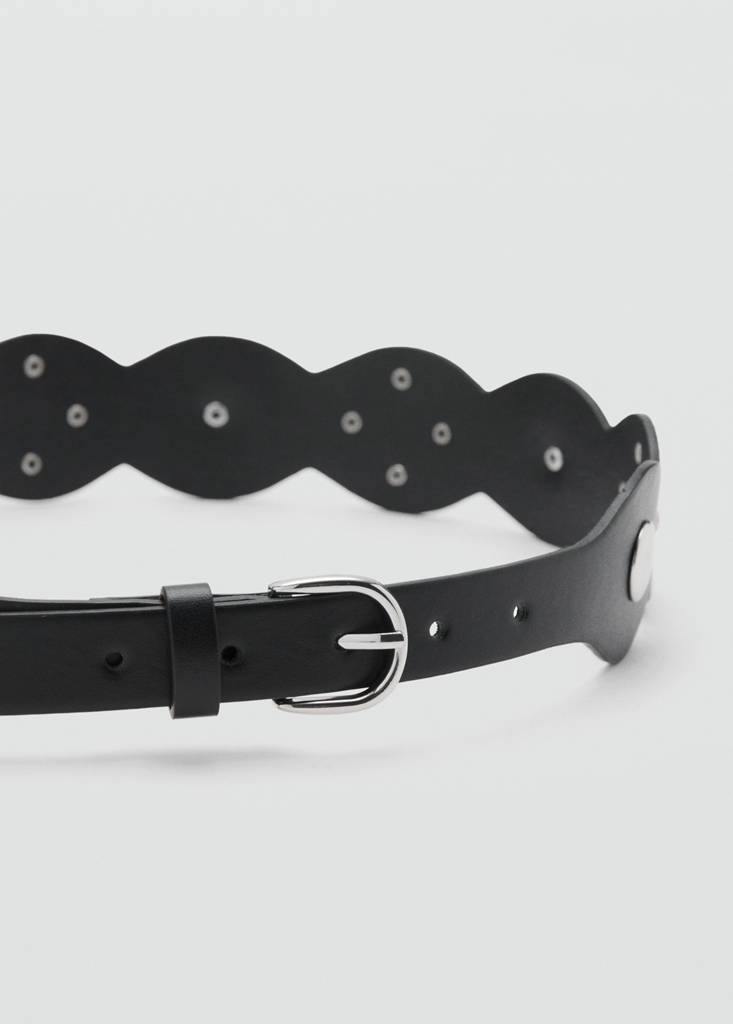 Wide studded belt — Black