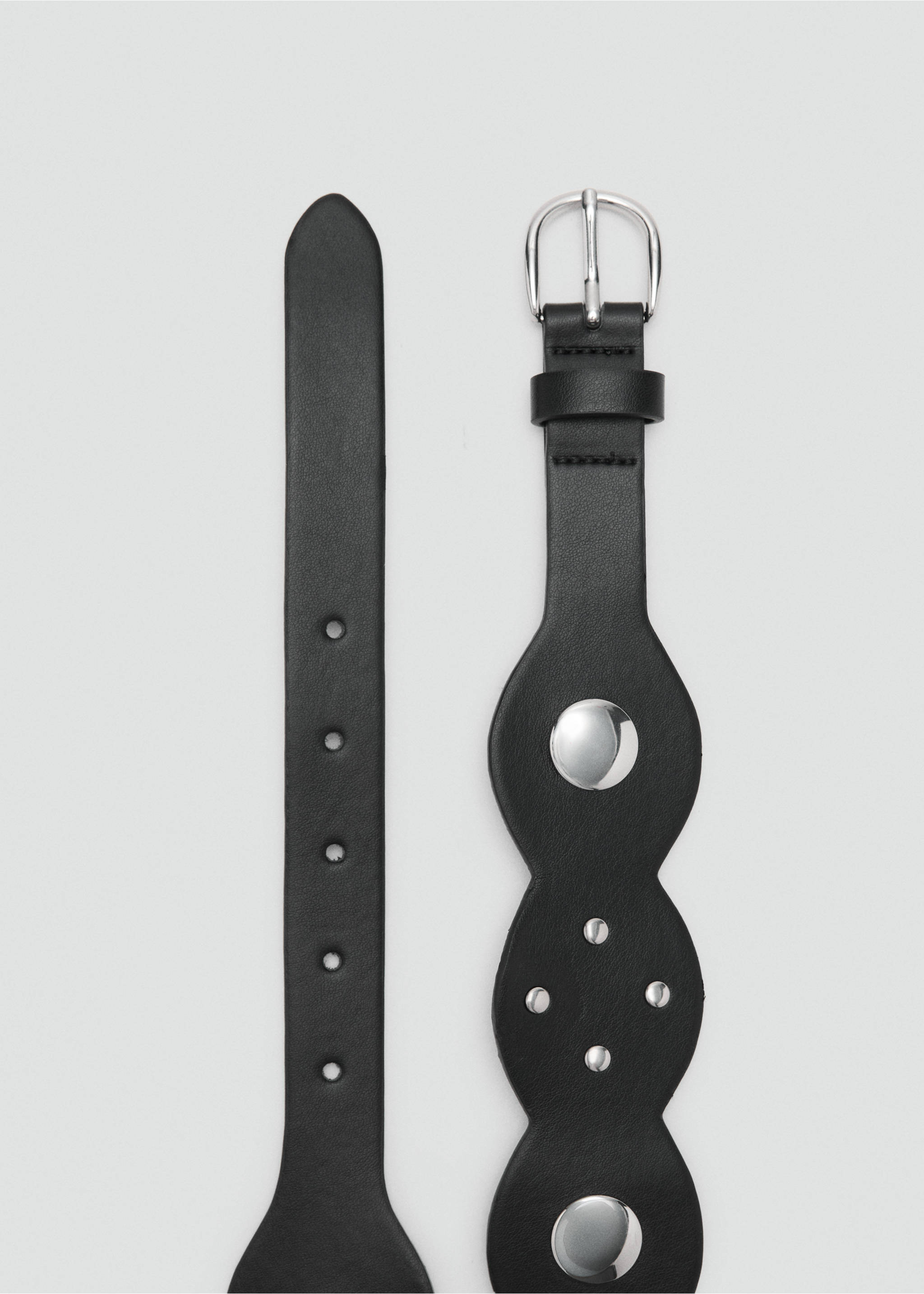 Широкий ремень с заклепками - Деталь изделия 1, Черный. Ref: 17015178-00.