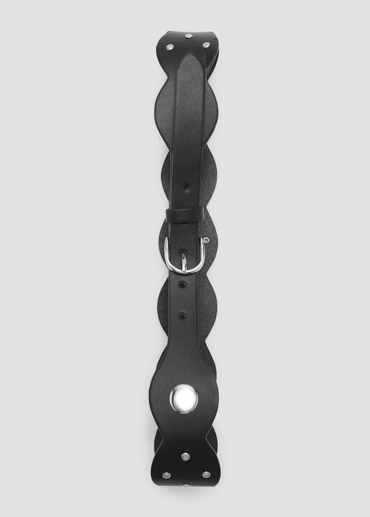 Wide studded belt — Black