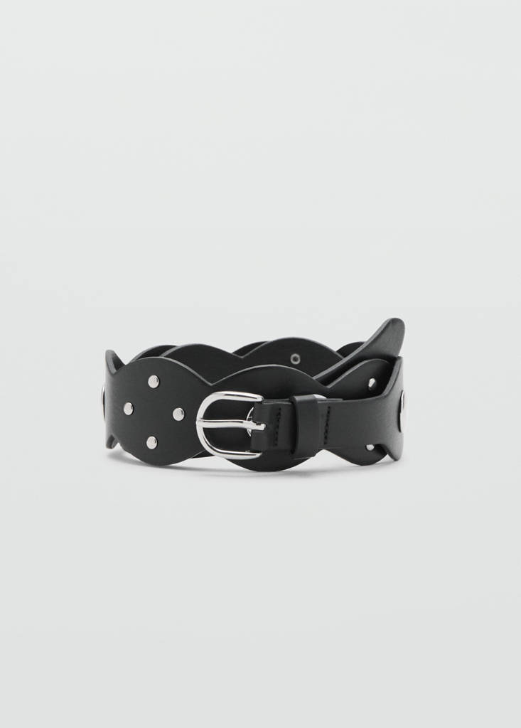 Wide studded belt — Black