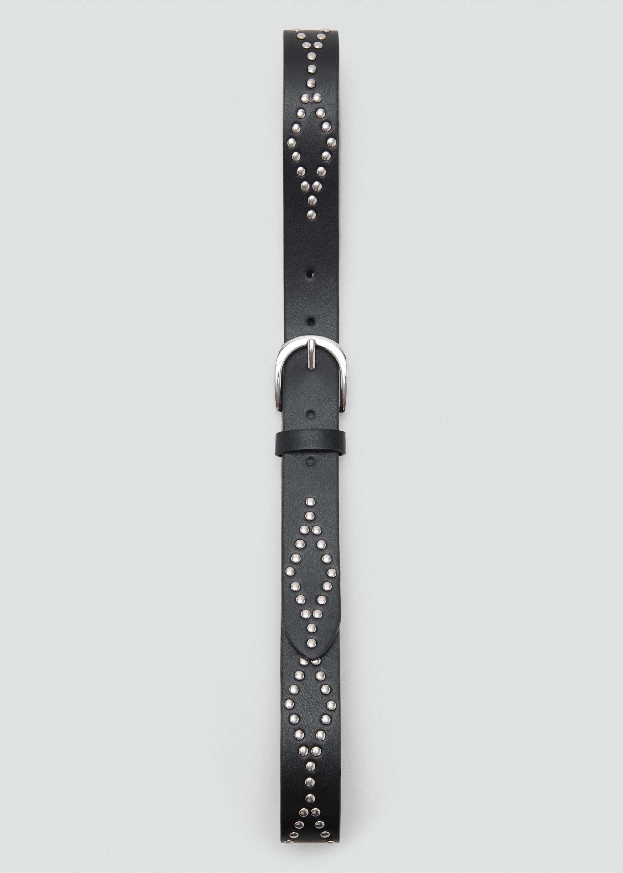 Ремень из искусственной кожи с заклепками - Деталь изделия 2, Черный. Ref: 17015179-00.