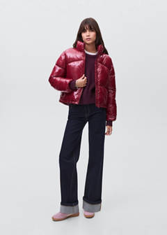Shiny quilted anorak — Burgundy 2