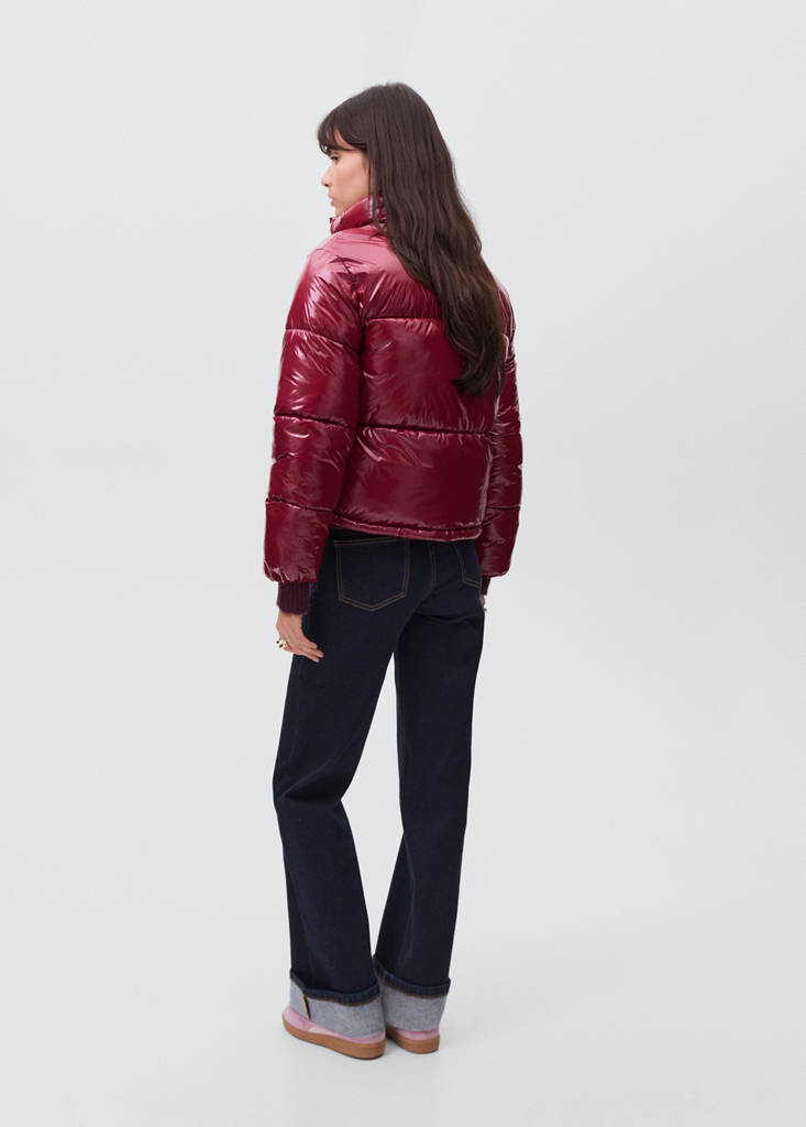 Shiny quilted anorak — Burgundy