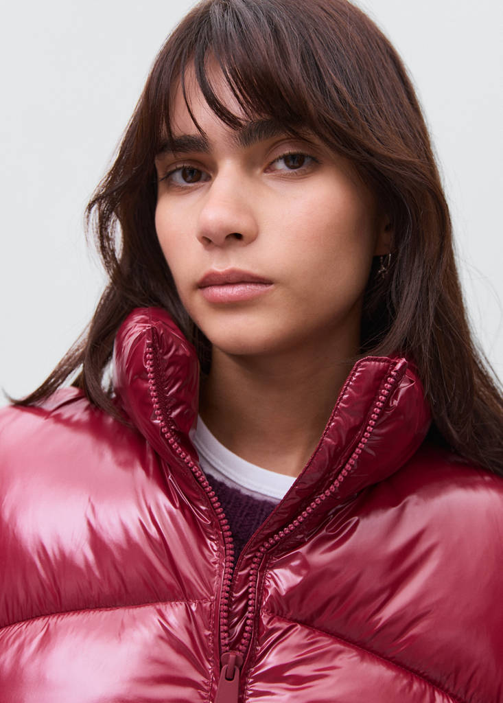 Shiny quilted anorak — Burgundy