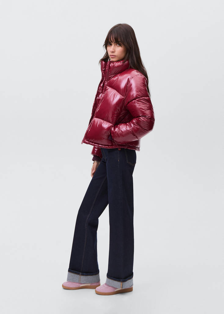 Shiny quilted anorak — Burgundy