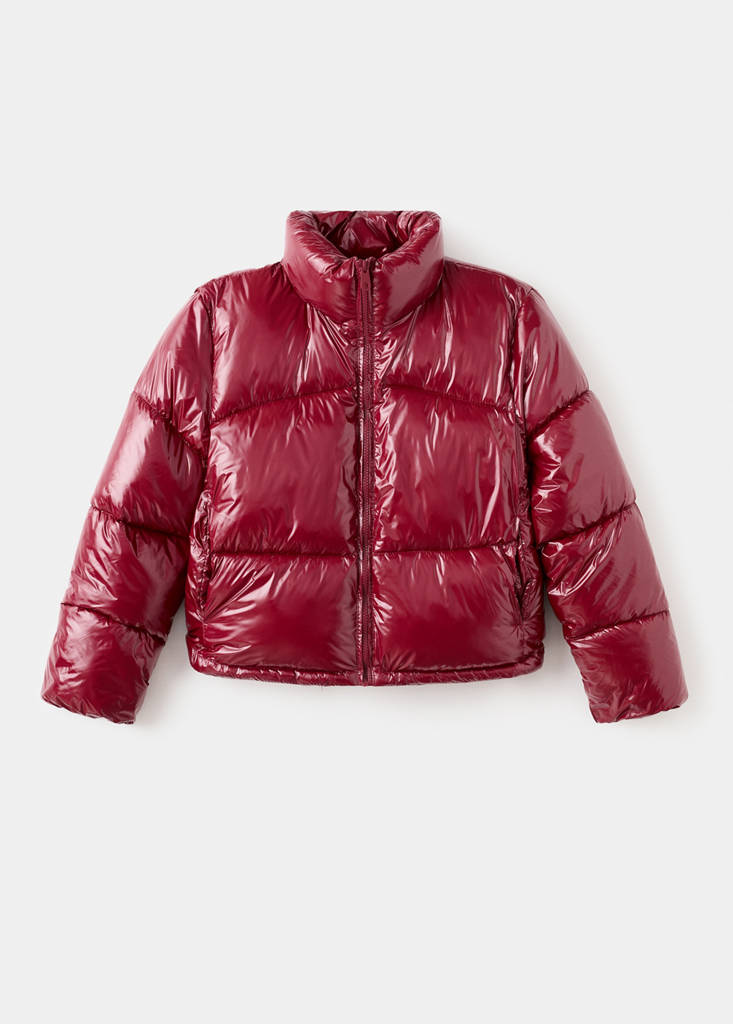 Shiny quilted anorak — Burgundy