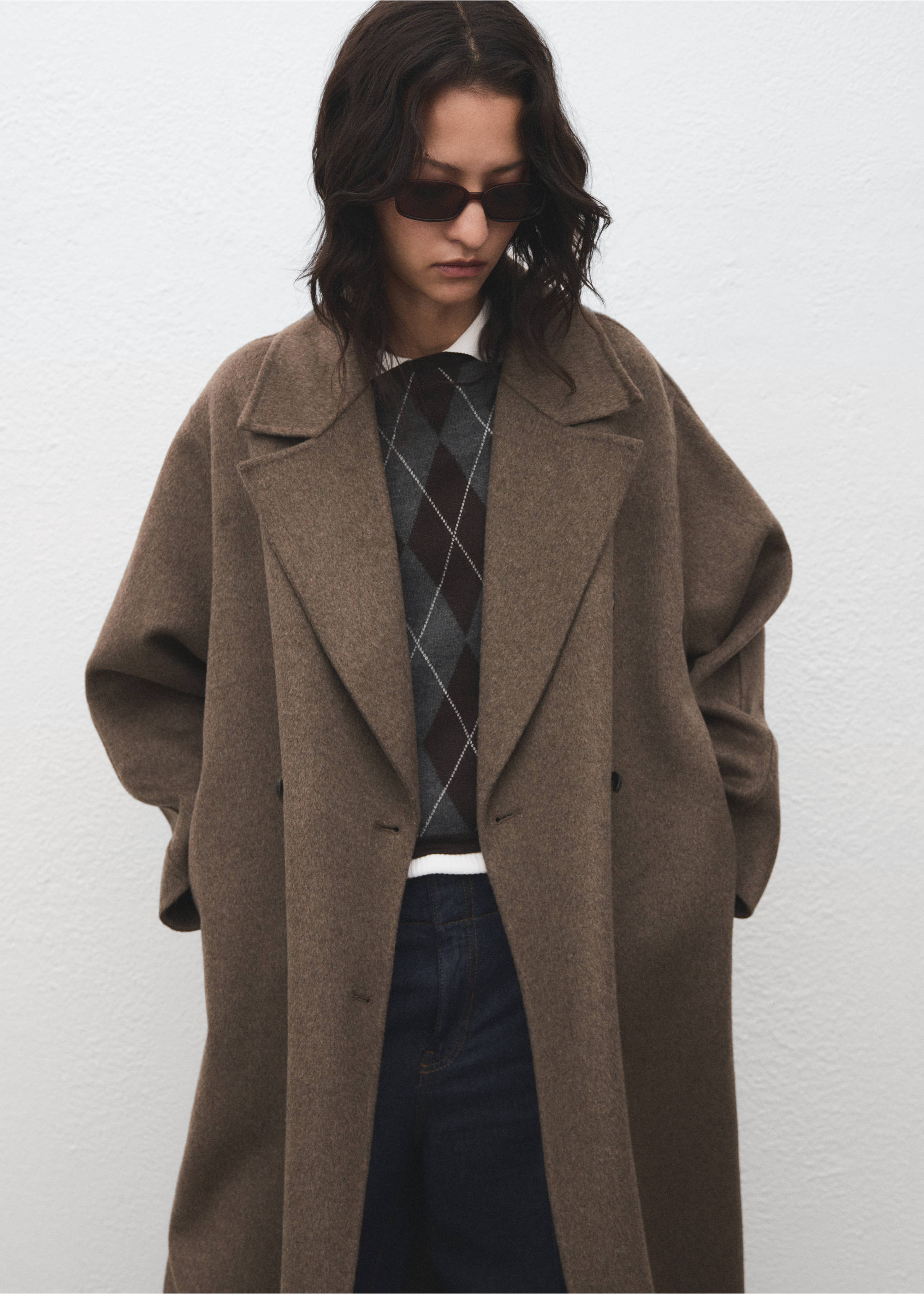 Handmade oversized wool coat - Medium plane, Medium Brown. Ref: 17015792-00.