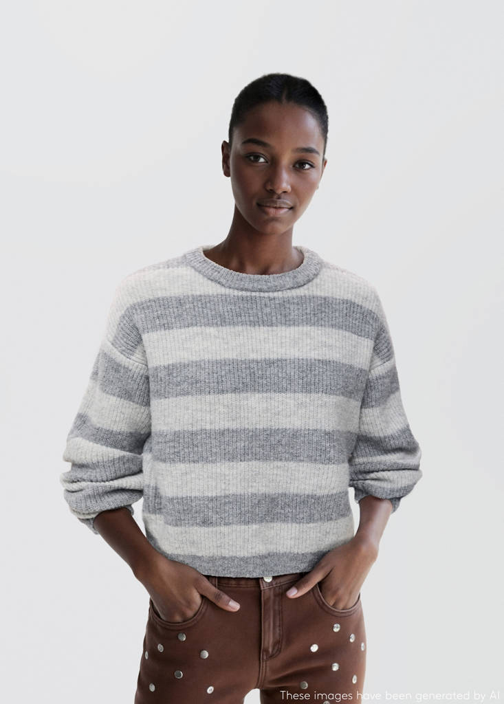 Knit striped sweater — Medium Heather Grey