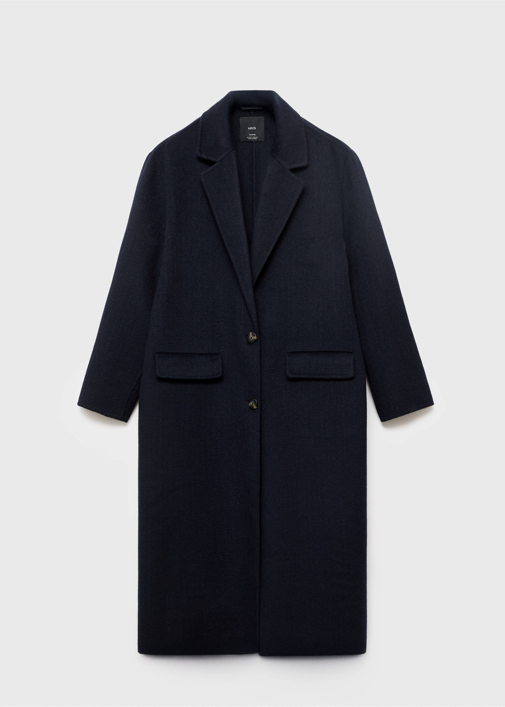 Long wool coat - Article without model, Dark Navy. Ref: 17015799-00.