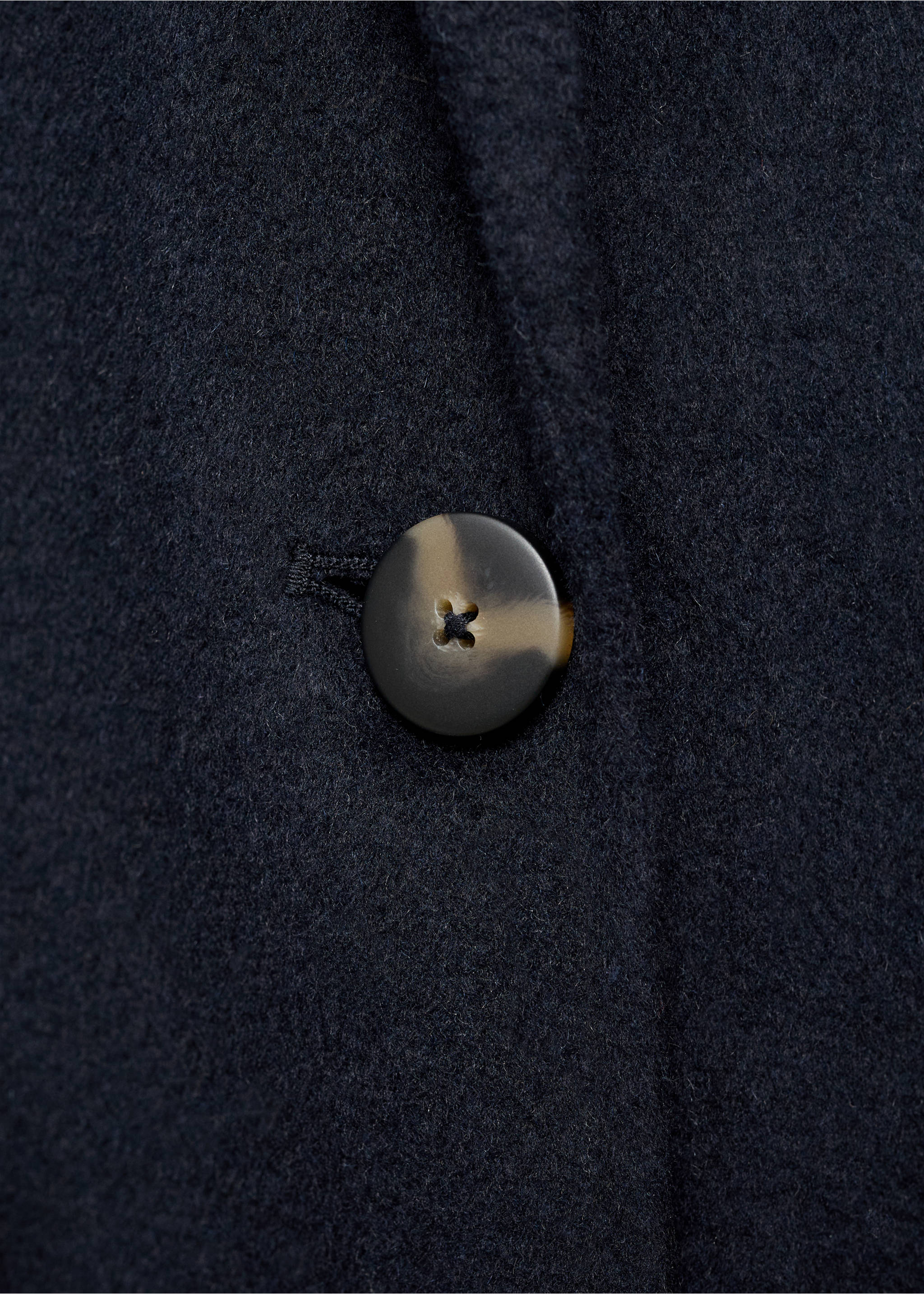 Long wool coat - Details of the article 8, Dark Navy. Ref: 17015799-00.
