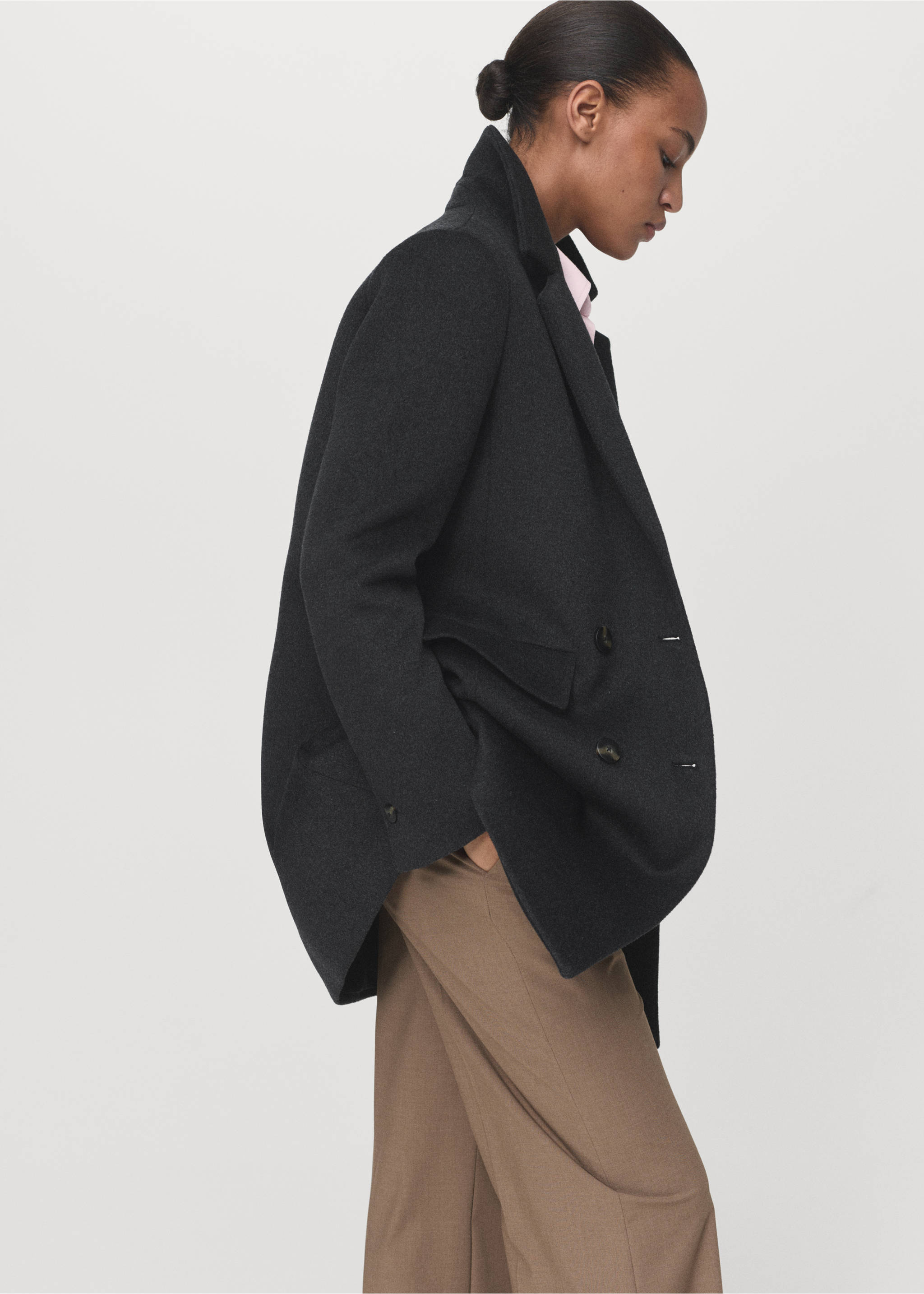 Manteau en laine à double boutonnage - Détail de l'article 2, Gris. Ref: 17015800-00.