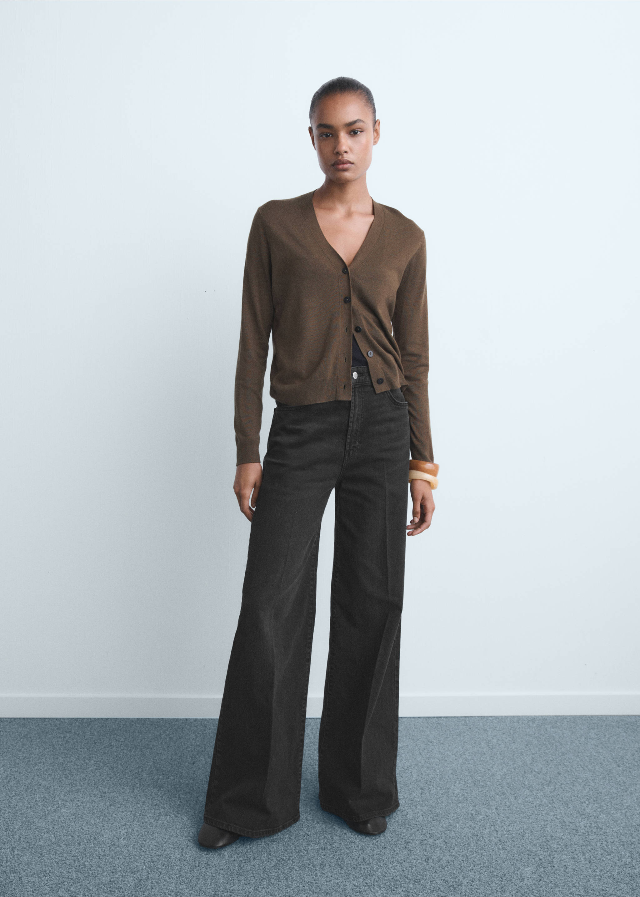 Jean large taille haute - Plan général, Black denim. Ref: 17015801-00.