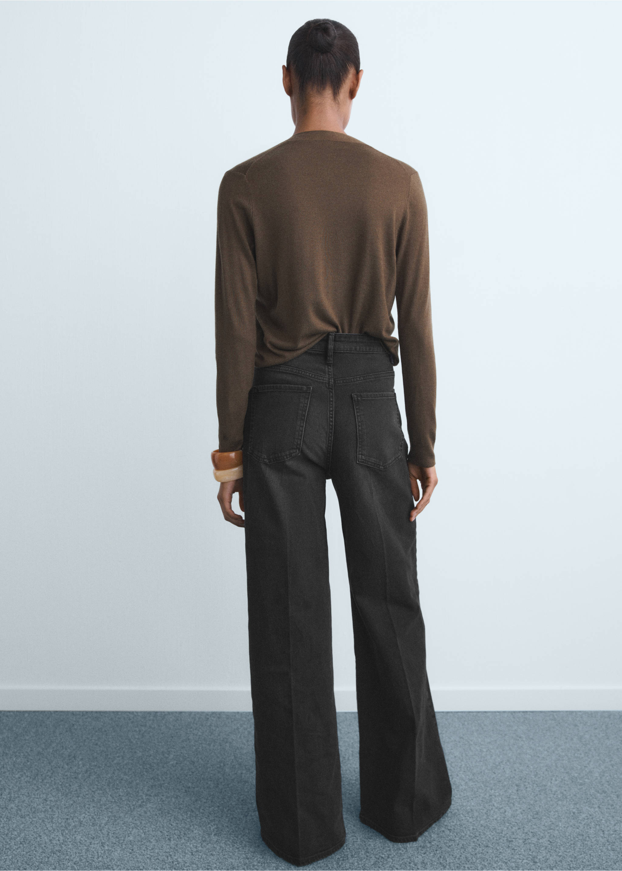 Jean large taille haute - Verso de l’article, Black denim. Ref: 17015801-00.